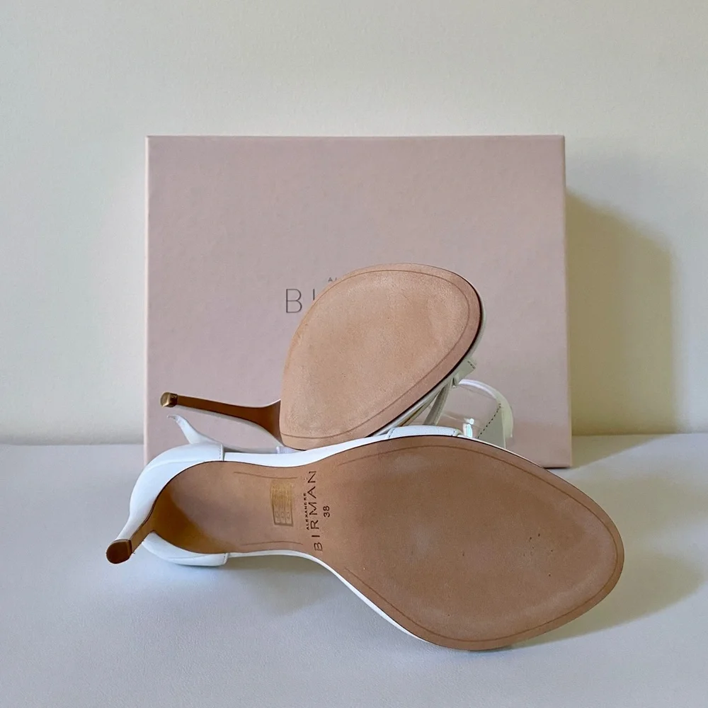 Alexandre Birman White Leather Clarita 100 Sandals New In Box  US8 / IT38